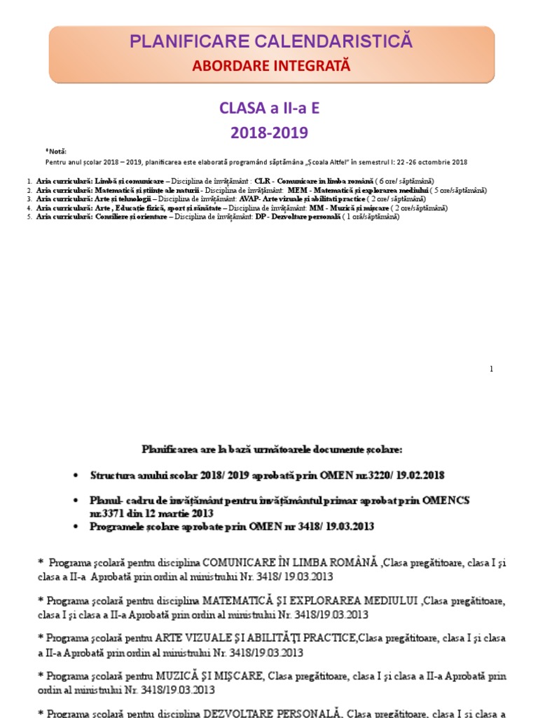 excess Entertainment Oppressor Planificare Calendaristica - Integrata Cls A II-A de Postat | PDF