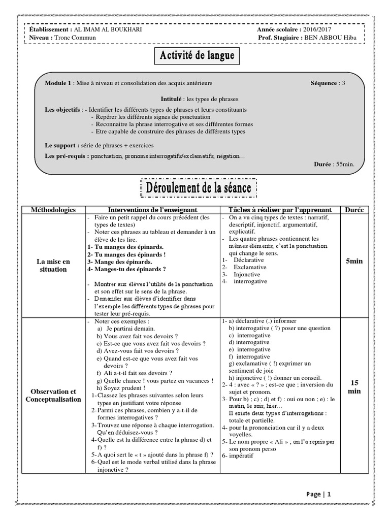 Exercices Types De Phrases 6ème Pdf Fiche Type de Phrase | PDF | Phrase | Communication humaine