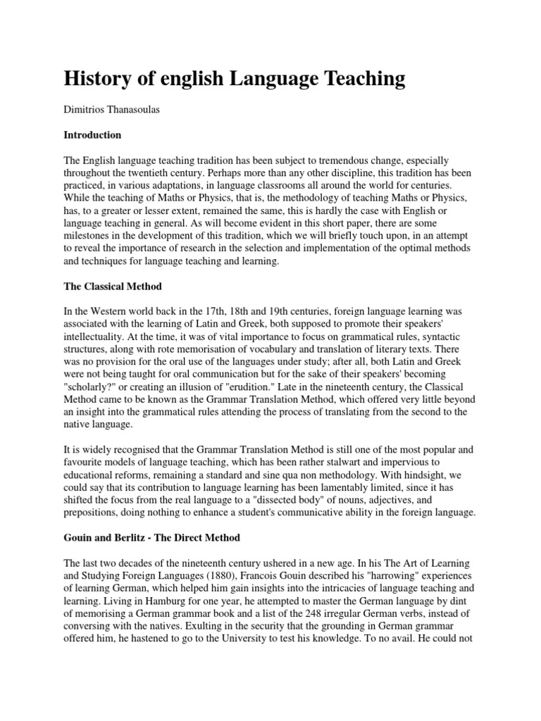 Evolution of English Language Teaching | PDF | Language Education ...