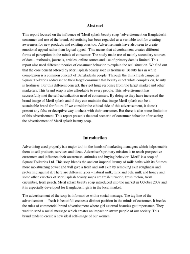 Impact of Meril Splash Soap Advertising | PDF | Consumer Behaviour ...