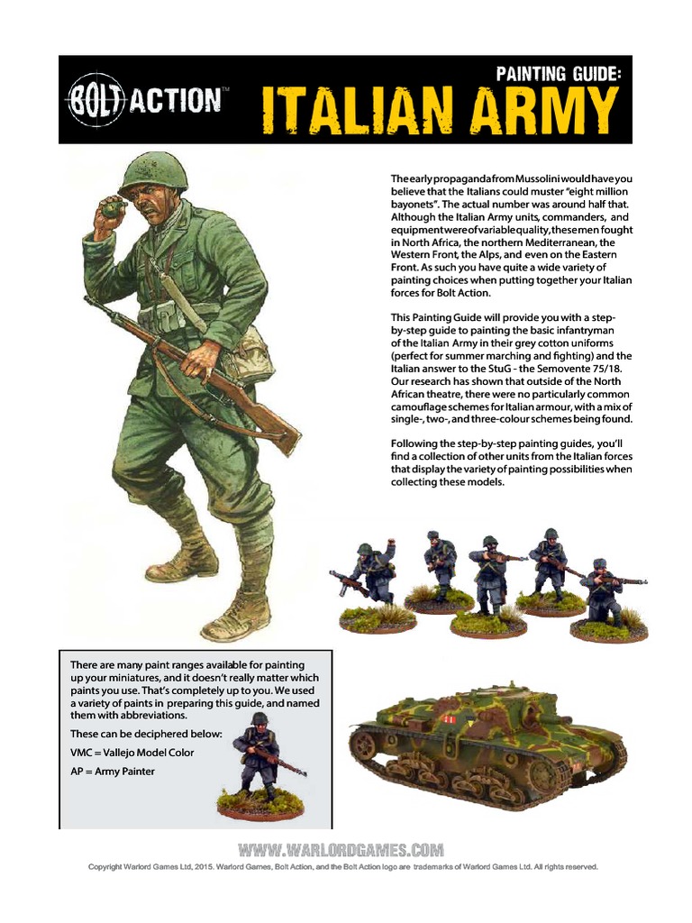 Bolt Action Italians Painting Guide PDF Camouflage Military