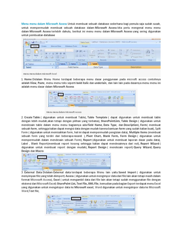 Menu Utama dalam Microsoft Access | PDF