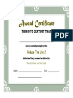 Award Certificate: This Is To Certifiy That