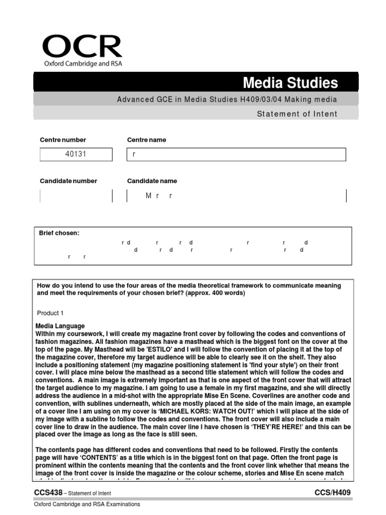 A level media studies coursework examples picture