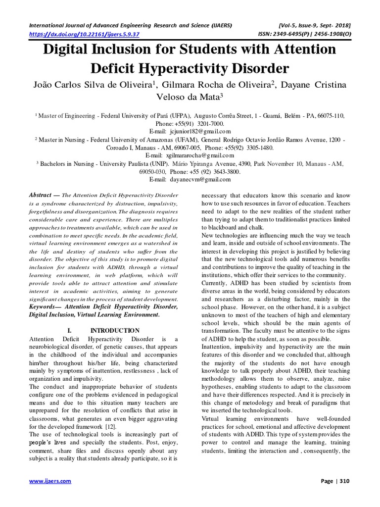 Digital Inclusion For Students With Attention Deficit Hyperactivity ...