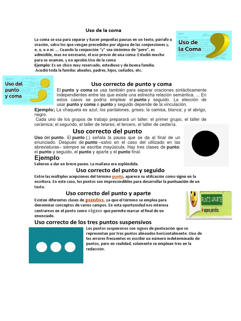 Uso de La Coma | PDF | Coma | Puntuación