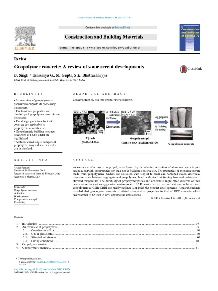 Geopolymer Concrete A Review of Some Recent Developments | PDF | Cement ...