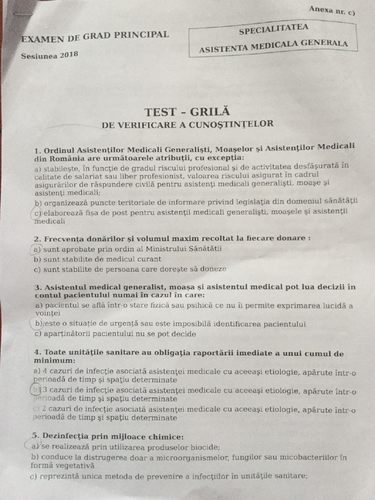 Examen Grad Principal Asistent Medical 2018 PDF