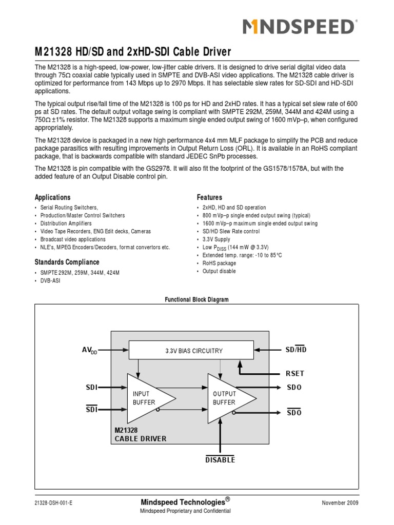 M21328 HDSD and 2xHD-SDI Cable Driver | PDF | Electrostatic Discharge ...