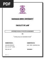 Banaras Hindu University: Interpretation of Statutes Assignment ON