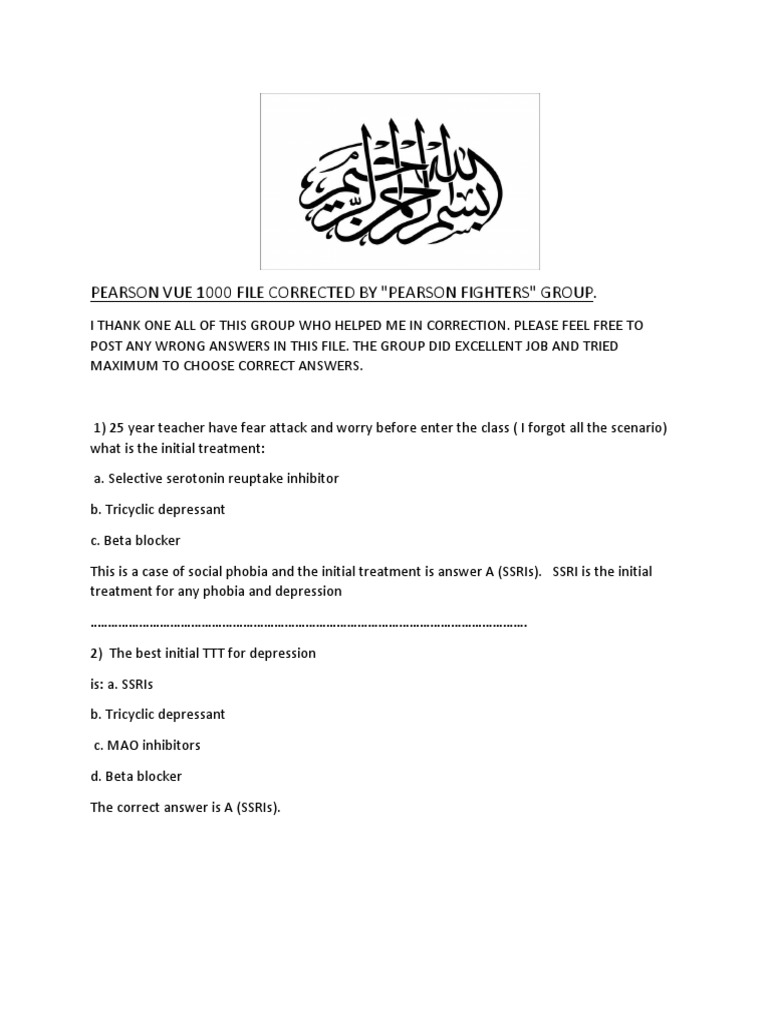 Pearson Vue 1000 File (Corrected 112017) PDF Candidiasis Elbow