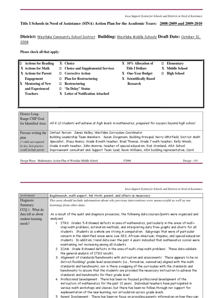 Math Action Plan Sample 1875996C71F89 | PDF | Mentorship | Teachers