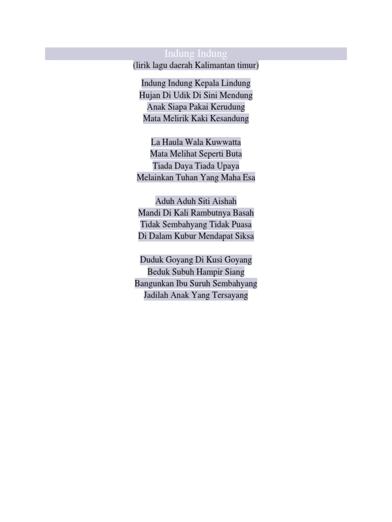 Lirik Indung Indung