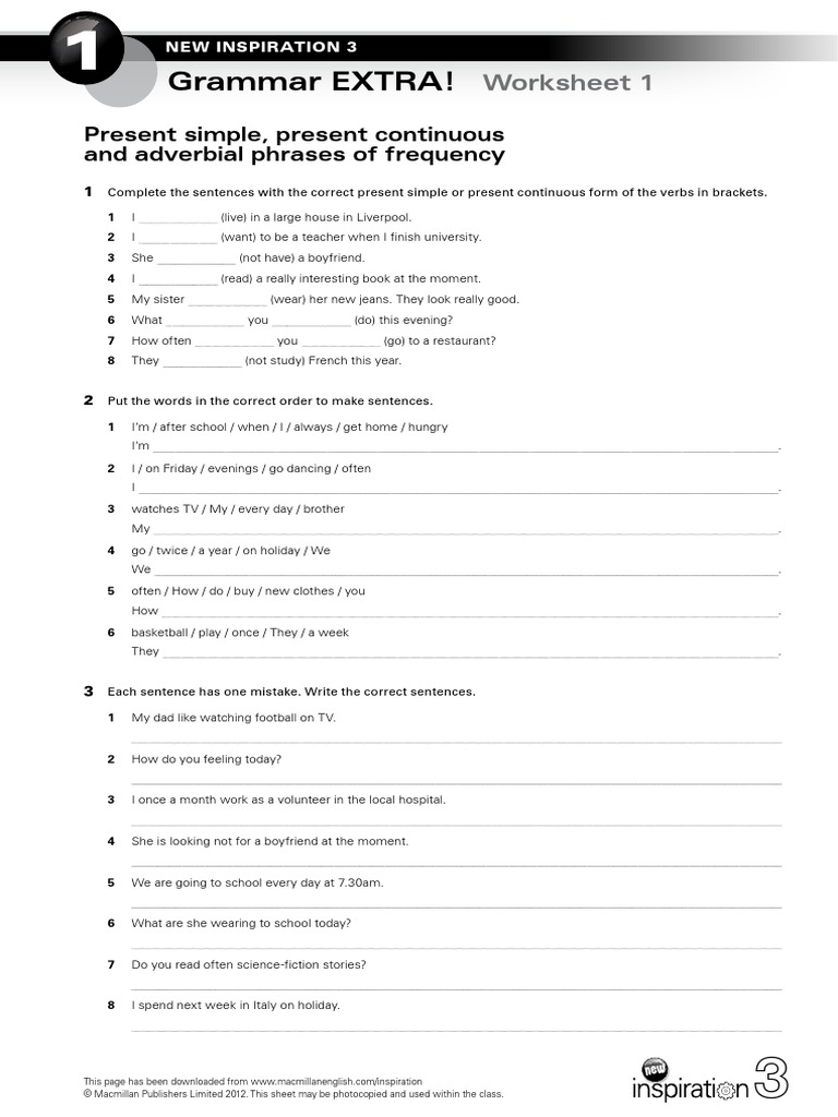 Grammar-EXTRA NI 3 Unit 1 Present-Simple Present-Continuous And ...