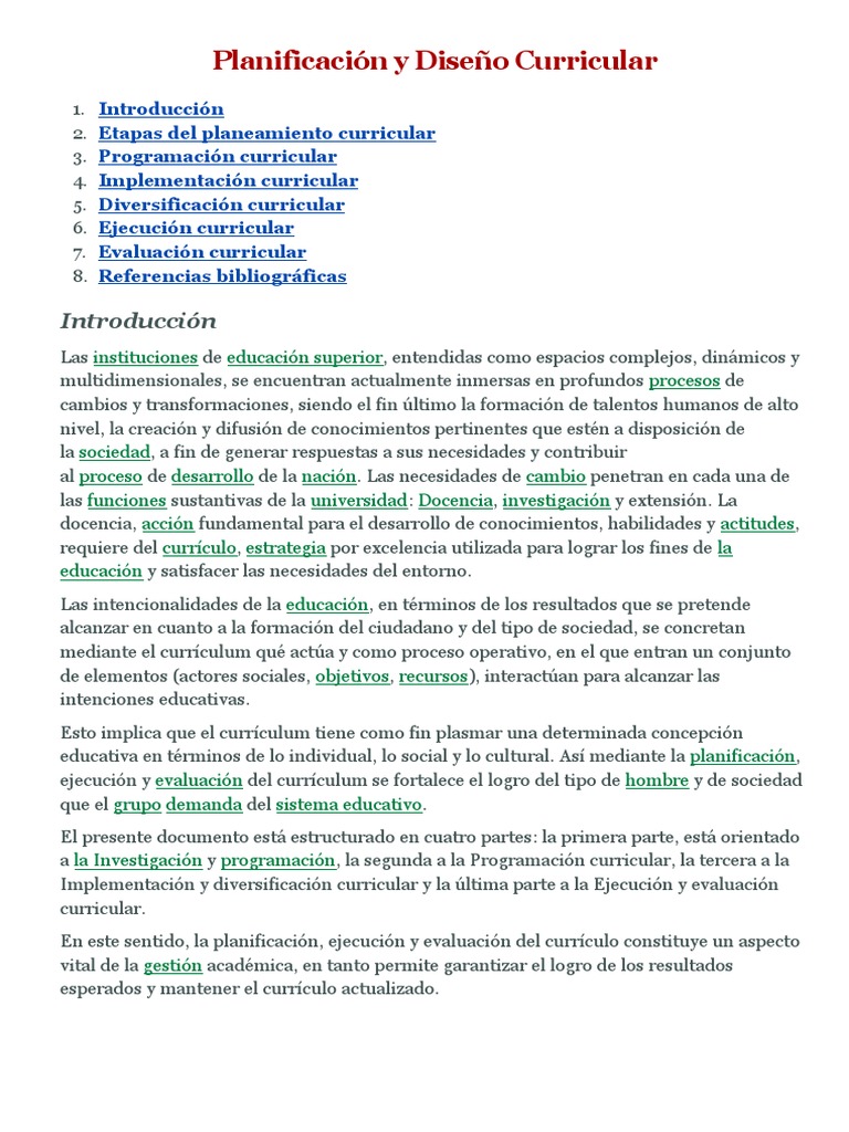 Planeamiento y Diseño Curricular | PDF | Plan de estudios | Planificación