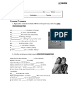 Personal Pronouns Worksheet