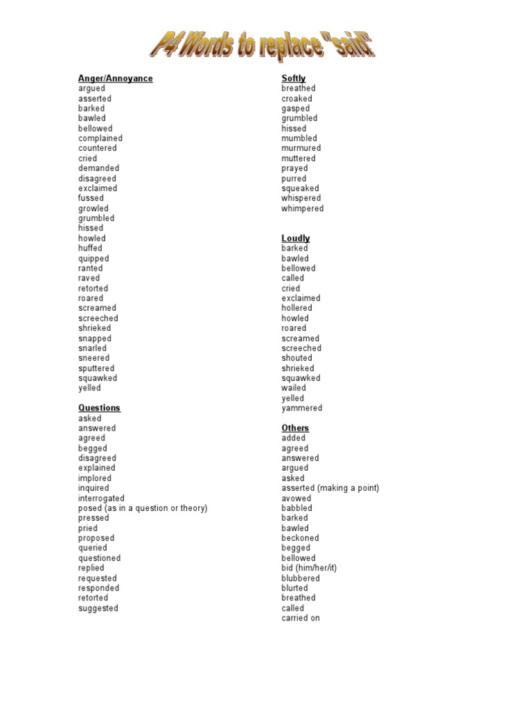 Words to replace something