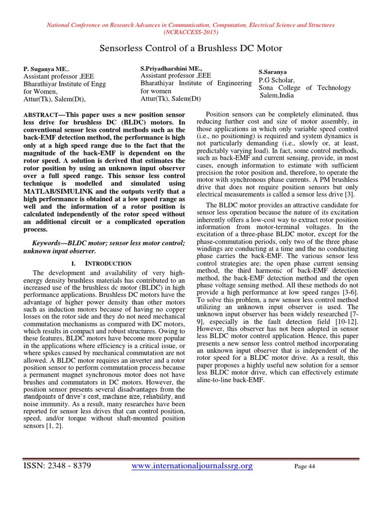 Sensorless Control for BLDC Motors | PDF | Electric Motor | Machines