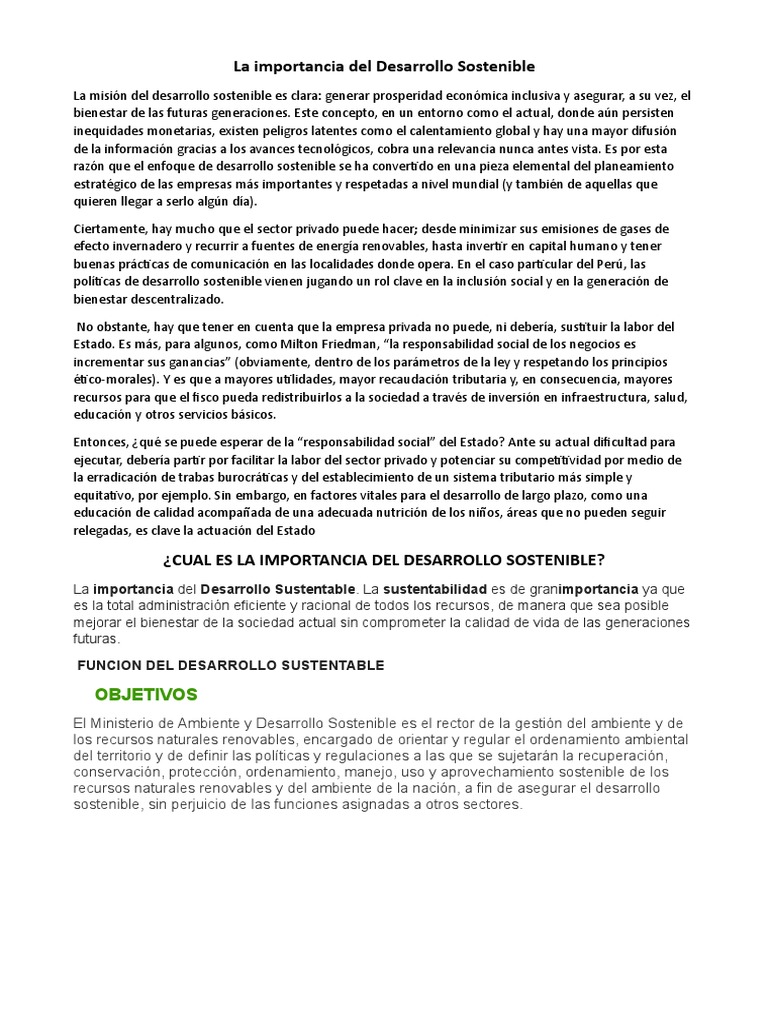 La Importancia Del Desarrollo Sostenible Desarrollo sostenible Sustentabilidad