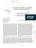 O Continente Africano e A Produção Africana Do Conhecimento