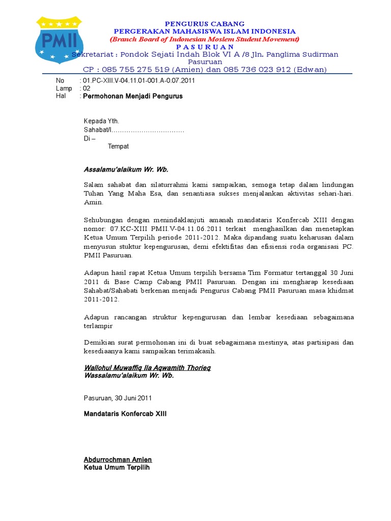 Contoh Surat Audiensi Pmii Contoh Surat Terlengkap 2020