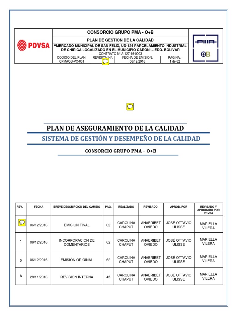 Plan de Aseguramiento de La Calidad Rev MVZ | PDF | Gestión de la ...