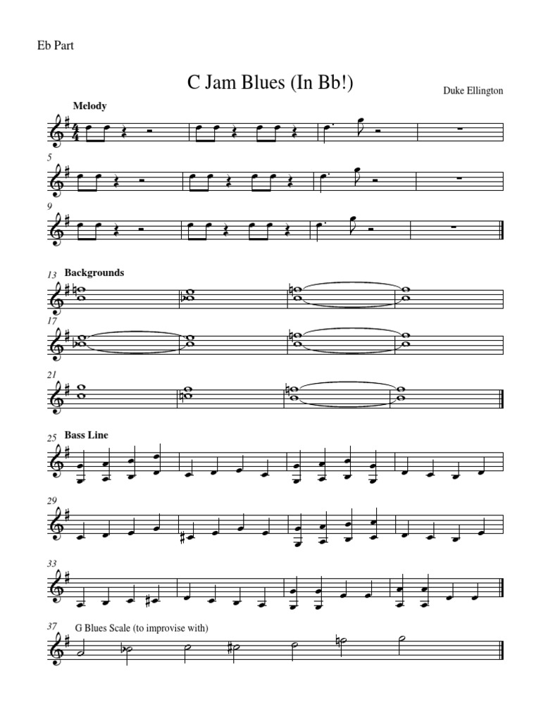C Jam Blues Lead Sheet in Bb | PDF