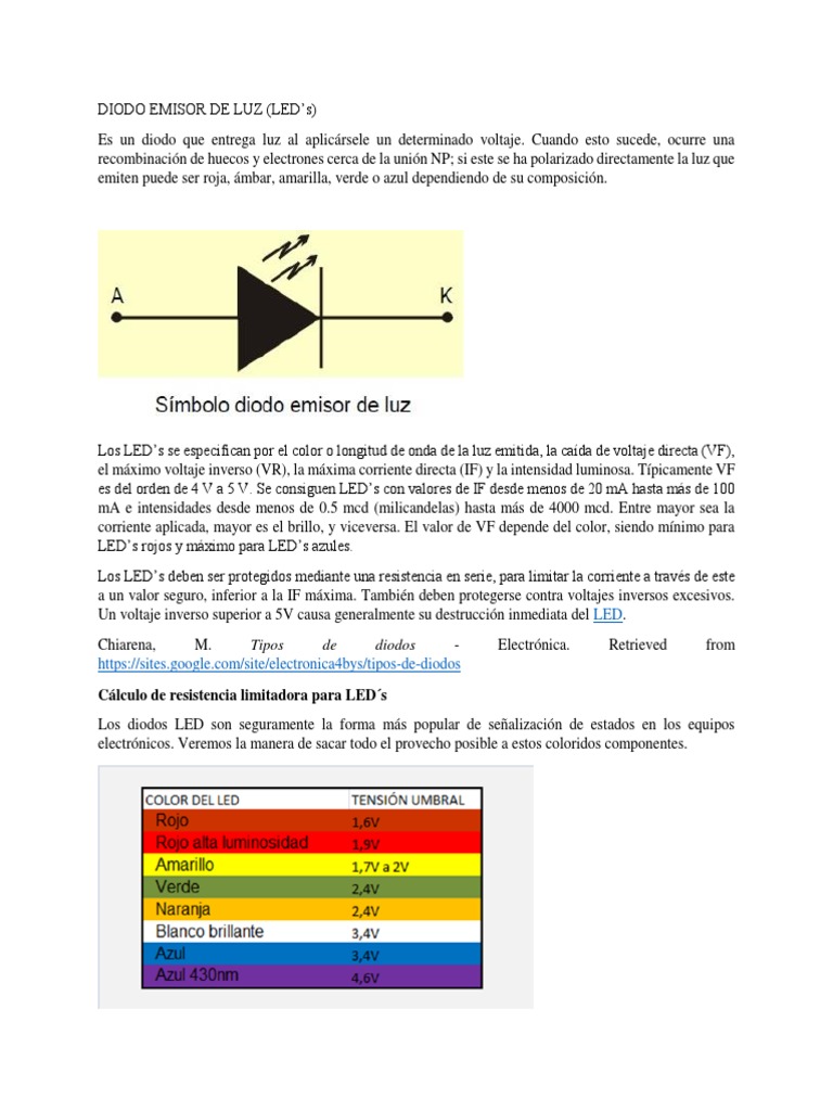 Diodo Emisor de Luz | PDF | Diodo emisor de luz | Semiconductores