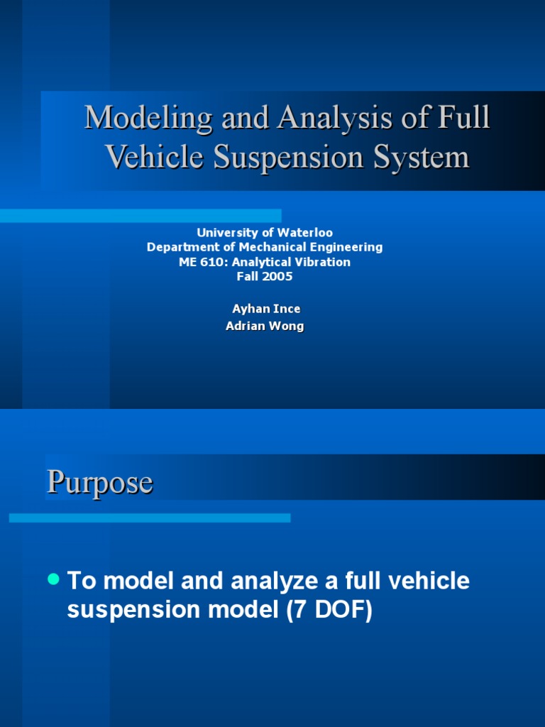 Full Vehicle Suspension Model Analysis | PDF | Physics | Mechanics