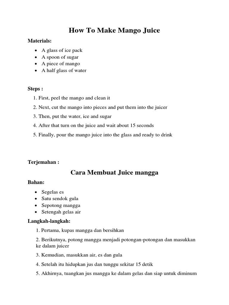 How To Make Mango Juice