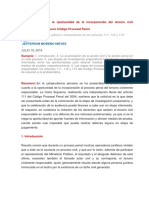 El Problema Sobre La Oportunidad de La Incorporación Del Tercero Civil Responsable NCPP