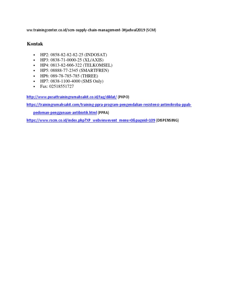 Contact Information for SCM Training | PDF