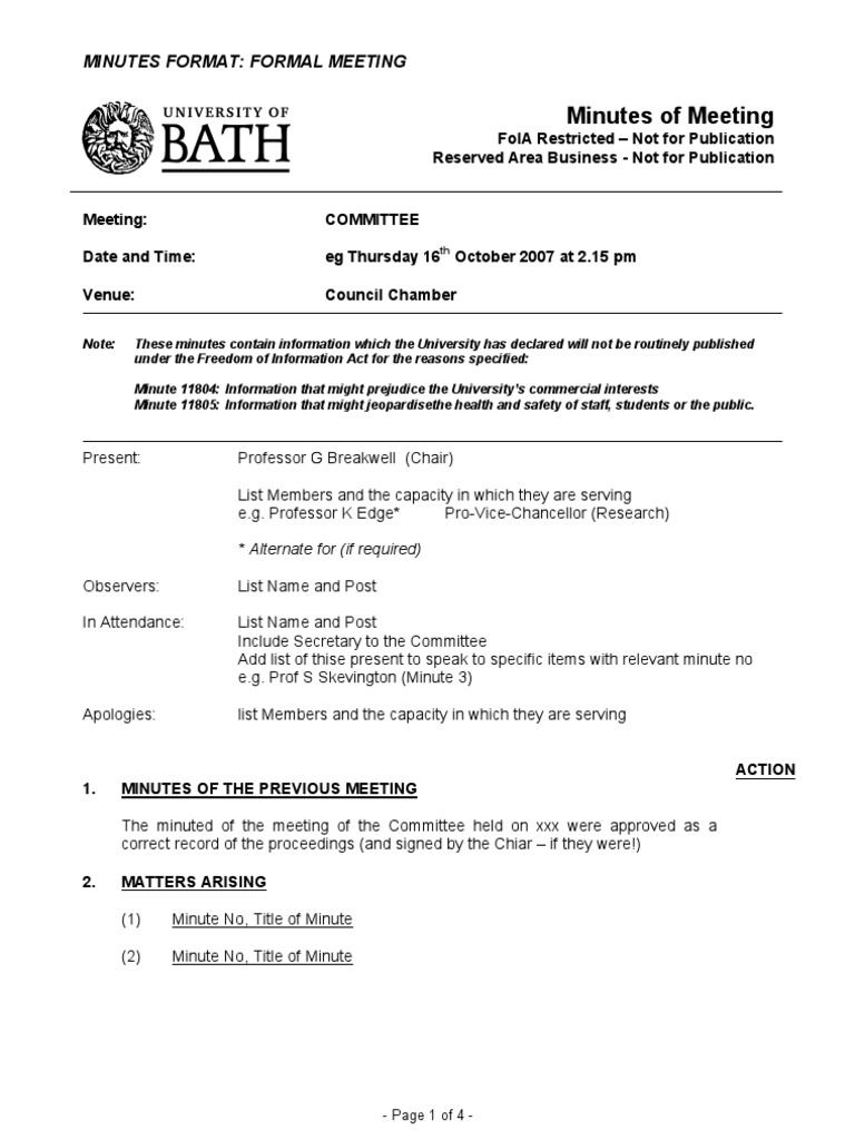 Minutes Format | PDF