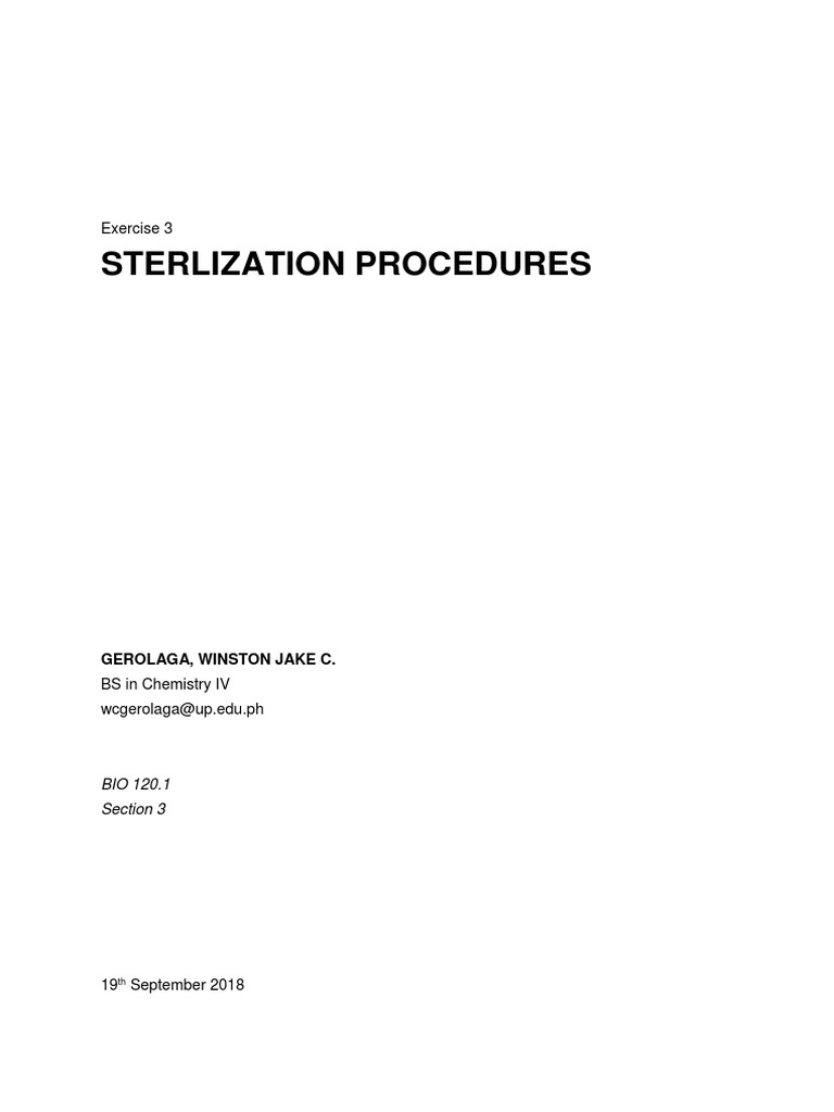 Sterilization Procedures PDF Sterilization (Microbiology
