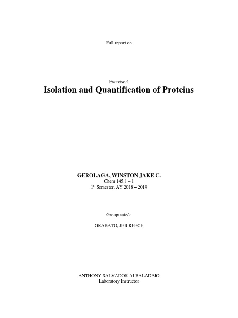 Isolation and Quantification of Proteins | PDF | Physical Chemistry ...