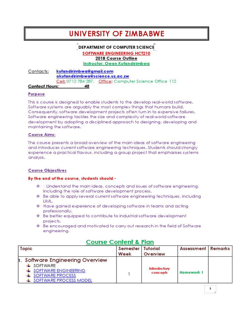 Software Engineering Course Guide | PDF | Software Development Process ...