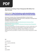 Download Information Technology Project Management 8th Edition Test Bank Schwalbe by fatucetek SN392256224 doc pdf