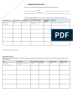 Individual Training Record: Formal Qualification and Skills