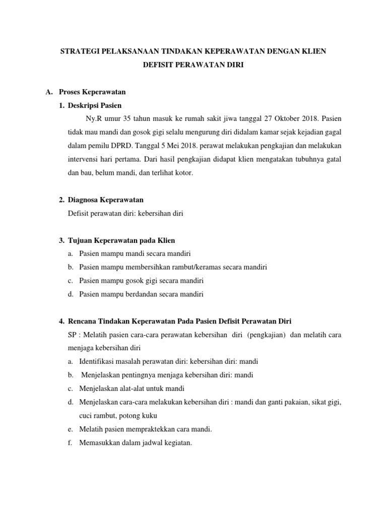 SP Defisit Perawatan Diri