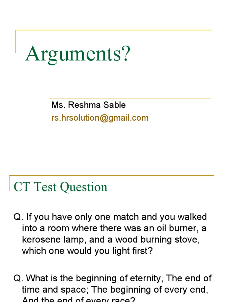 Arguments?: Ms. Reshma Sable | PDF | Argument | Western Philosophy