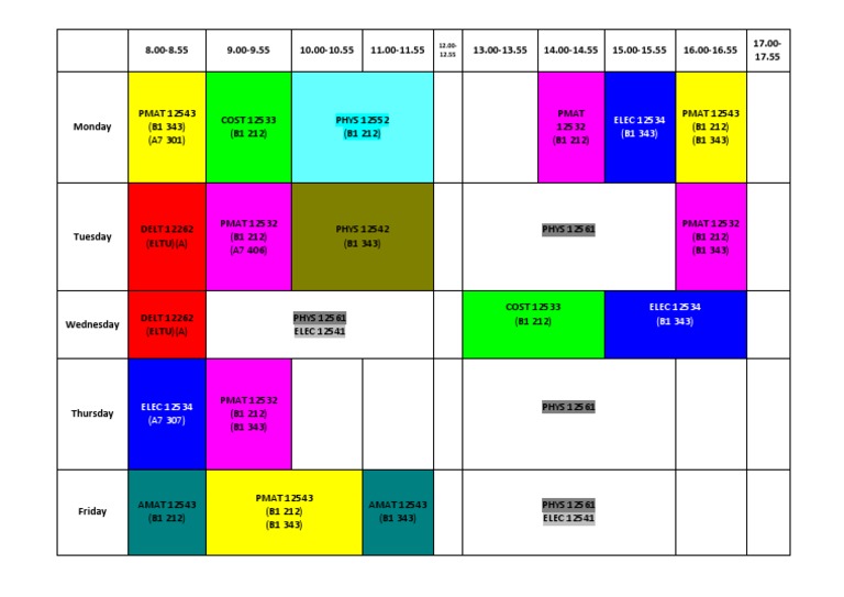 Time Table PDF
