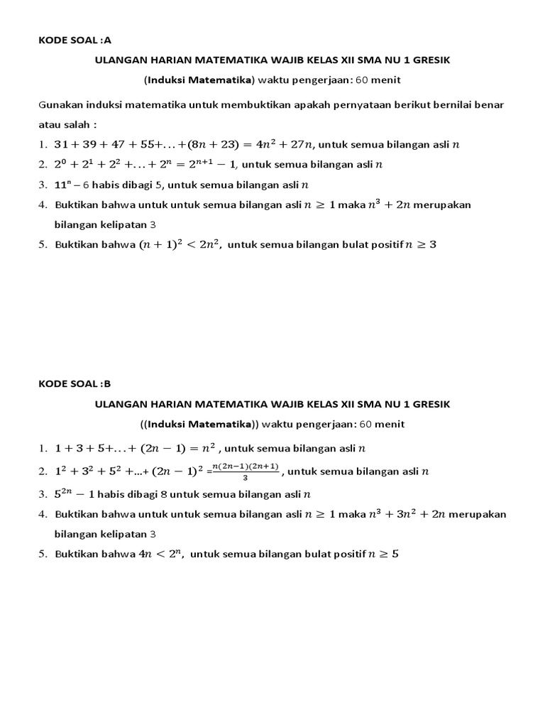 Uh Induksi Matematika 17 18