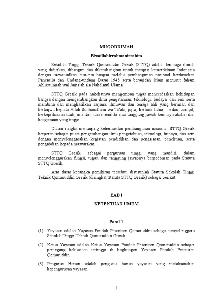 STATUTA STTQ Terbaru | PDF
