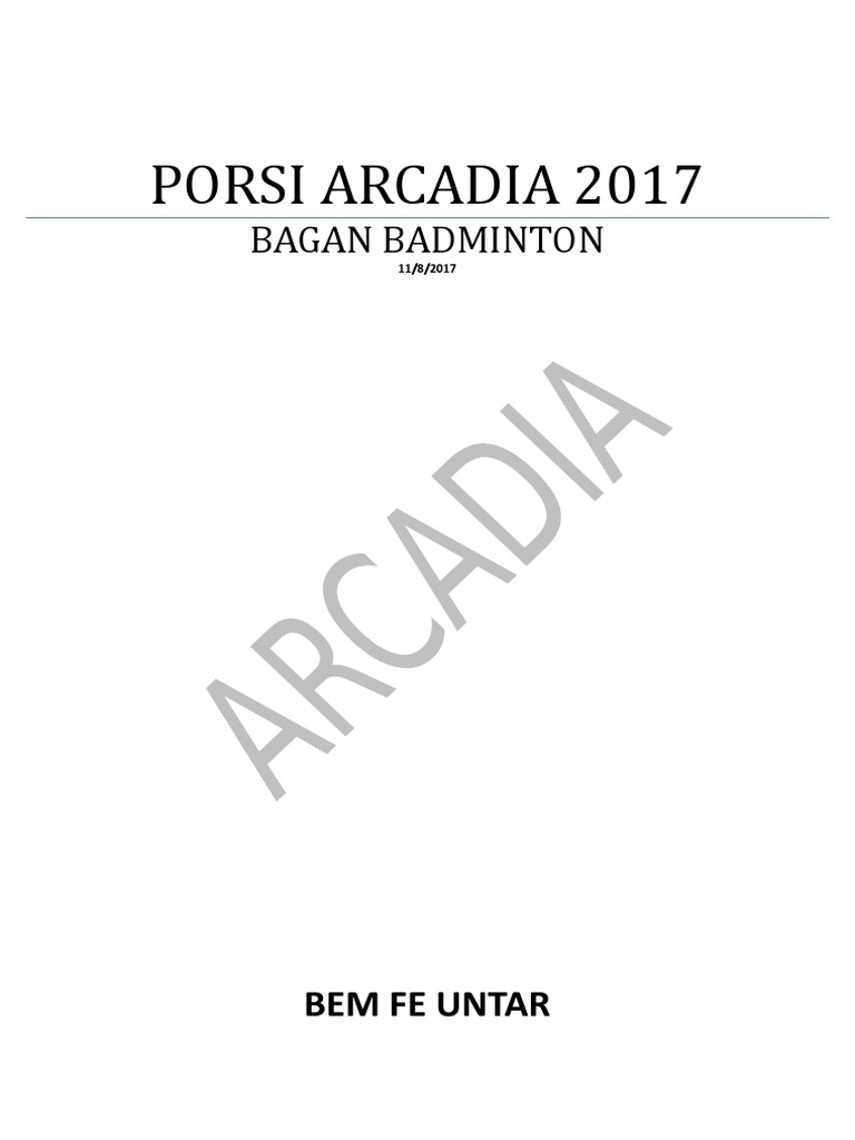 Bagan Badminton Porsi Arcadia 2017 PDF