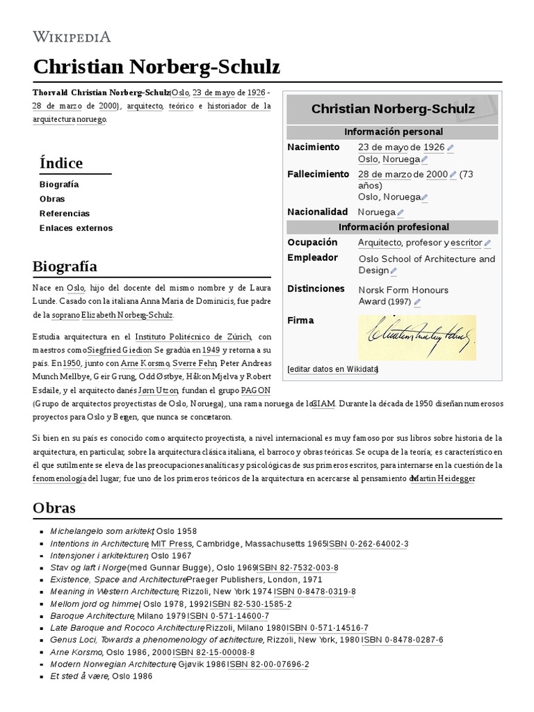 Christian Norberg Schulz | PDF | Arquitecto | Contenido libre