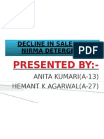 Show Decline in Sales of Nirma Detergent