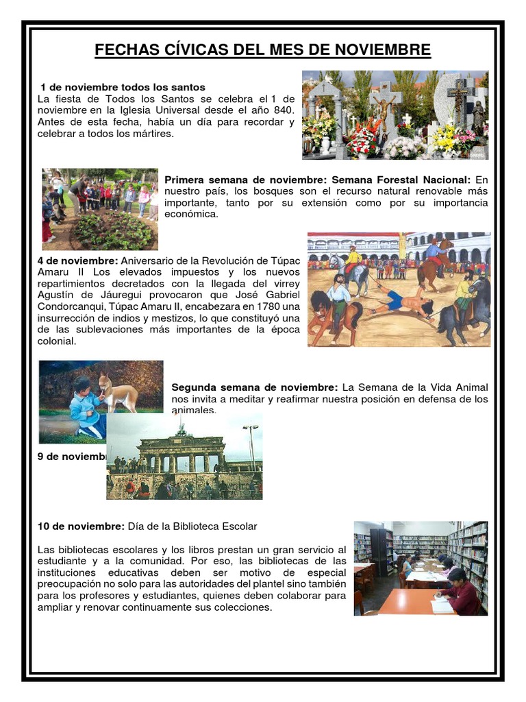 FECHAS CIVICAS NOVIEMBRE Perú Política