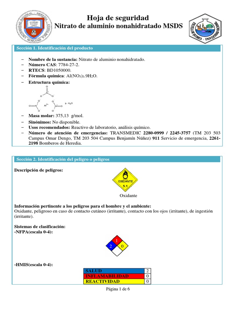 Nitrato De Aluminio Formula lios