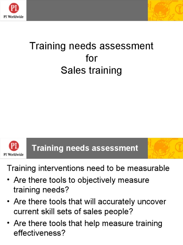 Sales Training Needs Assessment Guide | PDF
