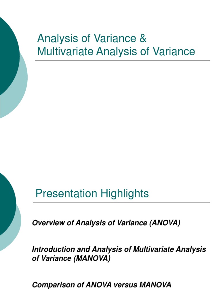 Analysis of Variance & Multivariate Analysis of Variance | PDF ...